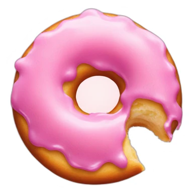 pink frosted donut with a bite eaten sticker