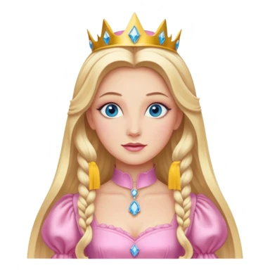 Glinda from the Wizard of Oz with blue eyes, blonde long hair, pink outfit sticker