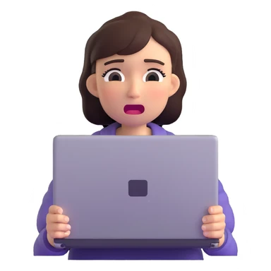 crying woman with laptop sticker