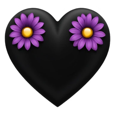 Black flower heart sticker