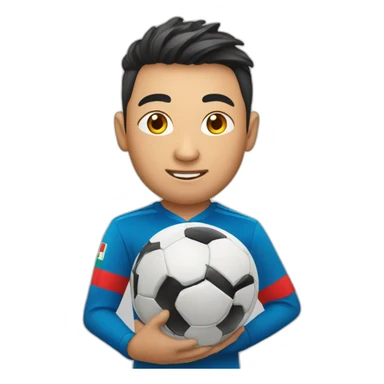 Soccer's player from kyrgyzstan holds the world world cup sticker