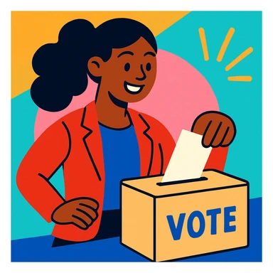 woman voting, vibrant and positive illustration sticker