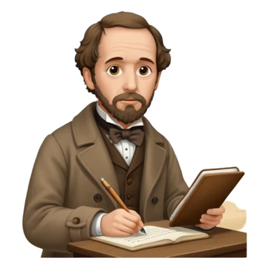 Charles Dickens writing near the seashore sticker