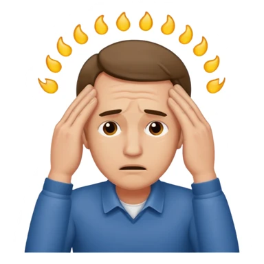 An overwhelmed man touching his forehead with his hands sticker