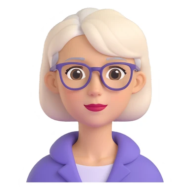 emoji of a slim woman with very short gray-blond hair, wearing glasses sticker