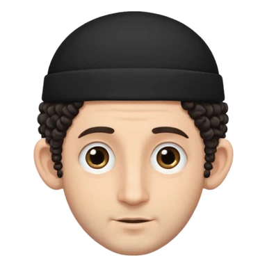 jewish jew man's face, wearing a tiny black kippah and 2 curly hair strands near the ears, only face, no body sticker