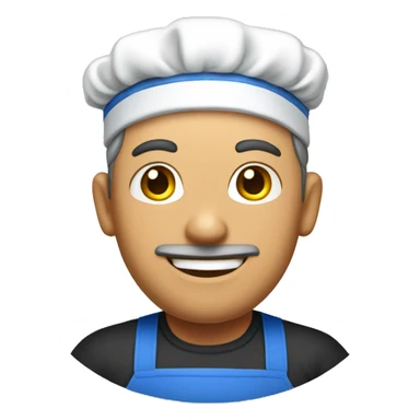 guy in a blue apron shows hello sticker