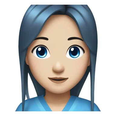 Japanese girl with black hair and blue side burns, dark blue eyes pretty sticker