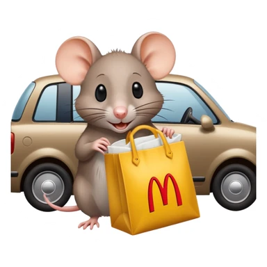 Rat holding McDonald’s in car  sticker