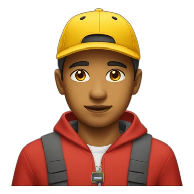 Morocho boy in red attire with a yellow Nike cap 🌟. sticker