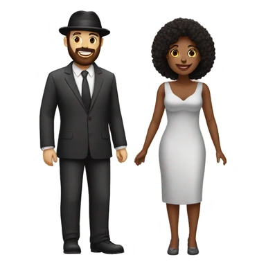 Bearded Jewish man and black woman on date sticker