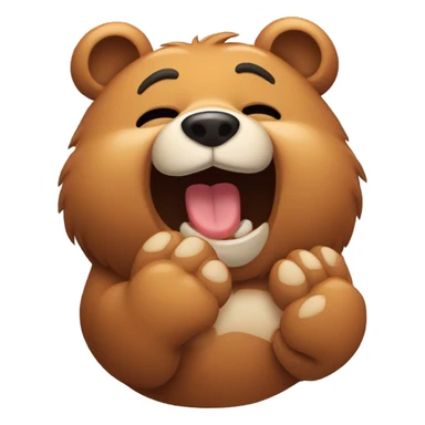 bear giggling with paw over mouth sticker
