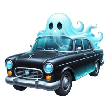 a black cursed car with a gost like figure inside  sticker
