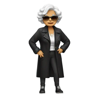 stylish rocker elderly woman making 🤘 sticker
