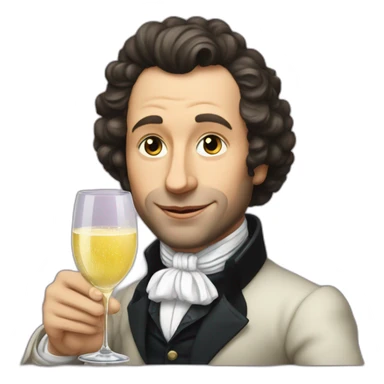 pushkin with a glass of champagne in his hand sticker