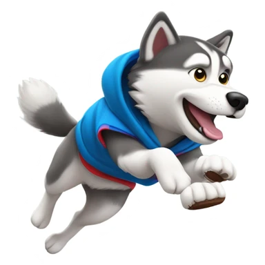 Husky wearing a hoody scoring a touchdown  sticker