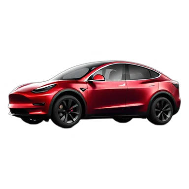 Red Tesla model y with black wheels sticker