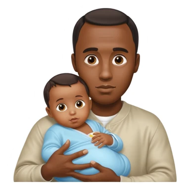 Sean “Diddy” Combs with baby oil and a very small infant sticker