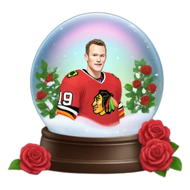 Jonathan Toews inside a rainbow snow globe with roses sticker