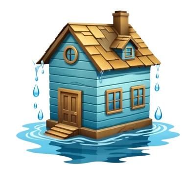 House with flooding around it sticker