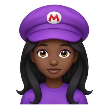 purple mario black girl with black long hair sticker
