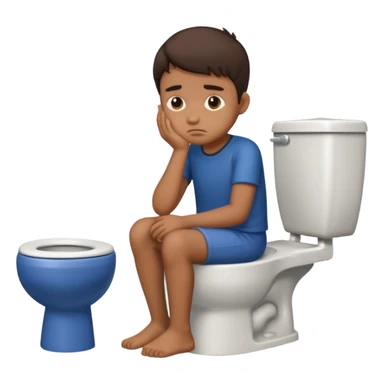 a brown boy sitting on a toilet with strained face sticker