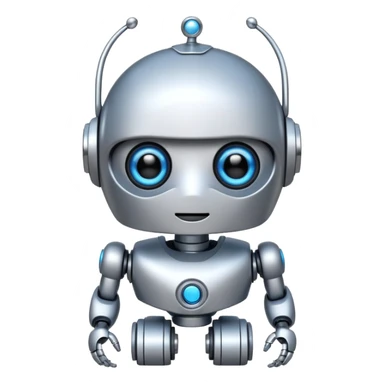 Mini robot, with blue eyes and elements, and silver sticker