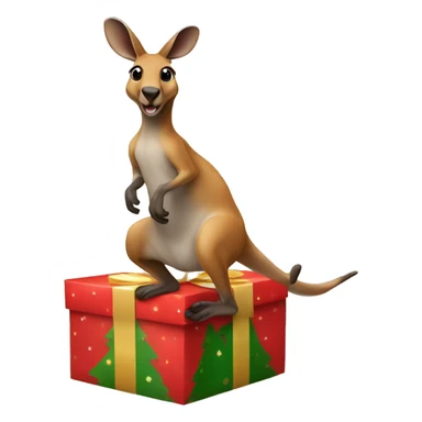 A kangaroo jumping out of a Christmas present  sticker