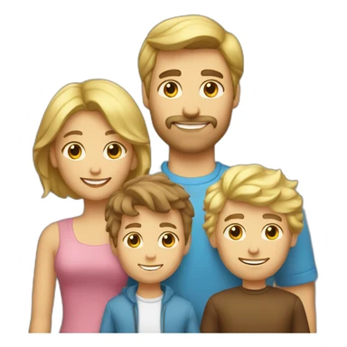 family mom Gold hair, dad brown hair, boy blond hair sticker