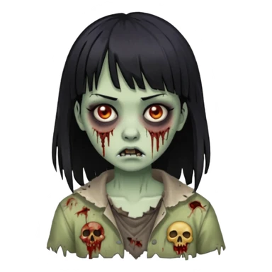 zombie girl with black hair and bangs sticker