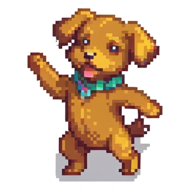 dancing dog pixel art style sticker