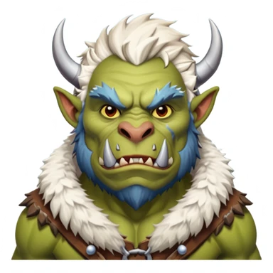 Fantasy Christmas orc beast tamer icon, winter wildlands theme, animal fur details, primal strong face, snowy wilderness atmosphere, stylized emoji portrait, male/female variant
 sticker