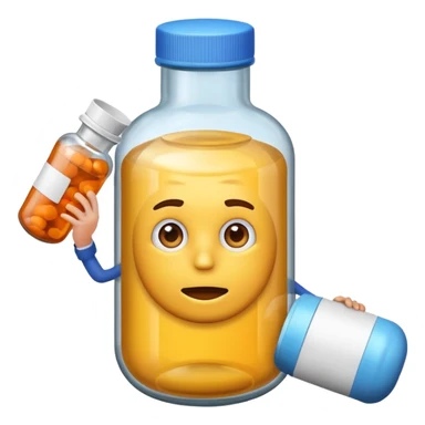 RFK Jr as an emoji shooting at a giant pill bottle labeled 'Big Pharma' sticker