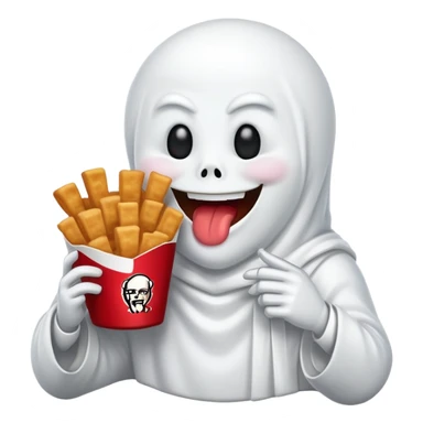 Ghost eating kfc emoji sticker