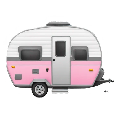 Realistic portable pink and gray camping trailer isolated.    sticker