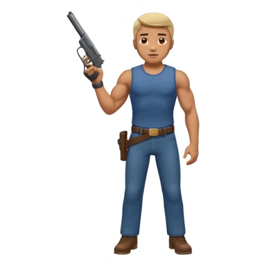 Full body male with a gun sticker