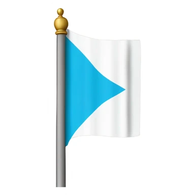 Una bandera rectangular blanca con una franja diagonal azul celeste que va desde la esquina superior izquierda hasta la esquina inferior derecha. En el centro, en pequeño, un cáliz dorado rodeado por siete cruces, coronado en la parte superior. sticker