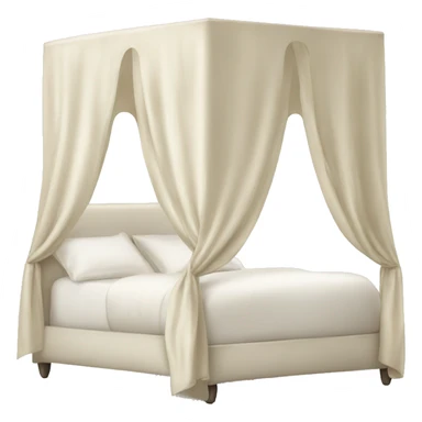 White cream silk canopy bed  sticker