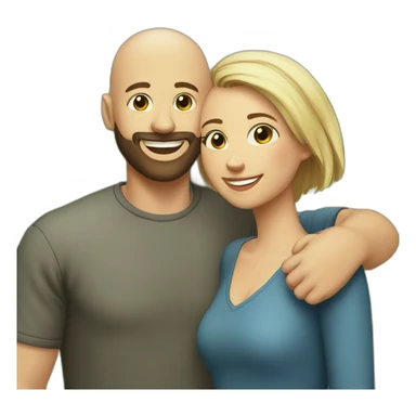 Happy-secret-couple-bald-guy-with-beard-very-shorthaired-girl sticker