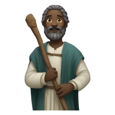 Prophet Moïse with beard and wooden stick sticker