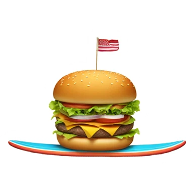 burger on a surfboard sticker