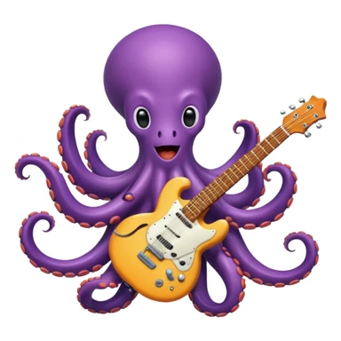 happy octopus with multiple arms playing guitar sticker