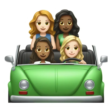 4 white girls in a green convertible vw  sticker