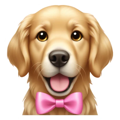 Cute golden retriever with a pink bow sticker