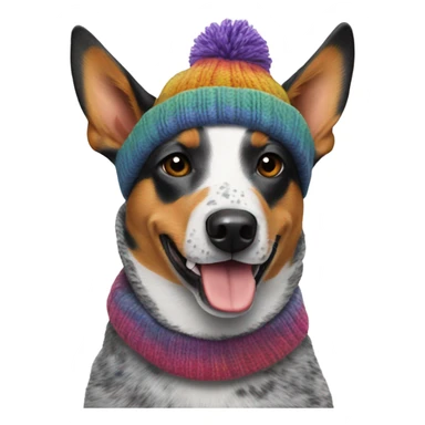 Australian cattle Dog wearing a knit hat sticker