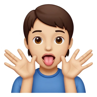 tongue out, hands opening to the sides sticker