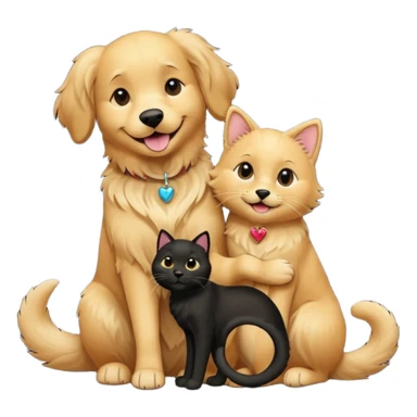 1 golden retriever and 1 black cat romancing sticker