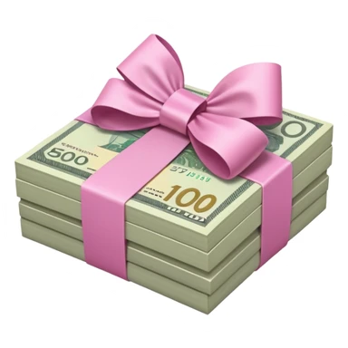 Australian $100 notes stacked together and wrapped in a pink bow sticker