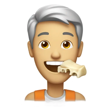 smiling man eating a bone sticker
