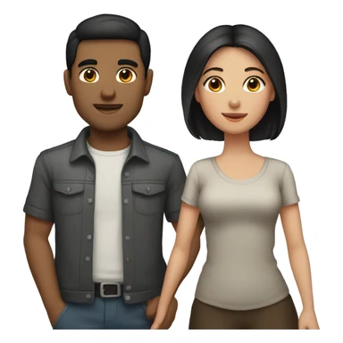 Man and a woman together. The man has short dark hair with brown eyes, the girl is with the long dark hair, her eyes are black. They are loving each other  sticker